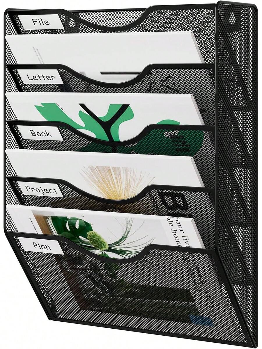 Organizador De Archivos De Pared De Malla De 5 - Negro - Ver 1