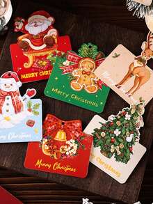 10-Pack Hanging Christmas Cards, 6 Creative Holiday Card Designs, Christmas Tree And Family Wall Decorations, Party Gift Decor Cards - Multicolor - View 11
