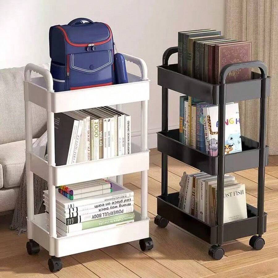 [Durable Storage Cart] 3-Tier/4-Tier Durable Storage Cart With Wheels - Rolling Cart For Bathroom, Kitchen, Office And Bedroom - Easy To Assemble, Sturdy, Multi-Purpose, Art Supplies Organizer, Durable Structure, Bathroom Organizer And Storage Rack - Multicolor - View 1
