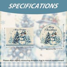 2/4/6/8/16pcs Round & Rectangular Placemats, Christmas Snowman Watercolor Christmas Tree Snowflake Print, Suitable For Home Kitchen Dining Table Decor And Christmas Party Atmosphere - Multicolor - View 5