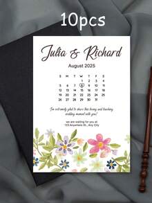 1/10/50pcs Customized Floral Wedding Invitations, Personalized Wedding Invitation Cards, White Envelope Packaging, Wedding Supplies - Multi-color-paper - View 30