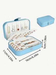 Leather Multi-Function Travel Jewelry Organizer Box - Large Capacity Jewelry Storage & Display Box, Portable Ring Box; Suitable For Travel, Vacation And Cruise Trips, Essential Jewelry Storage For Holidays. - Multicolor - View 9