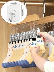 Portable Pants Hanger With 10/12 Clips Multi-Piece Hanging Rack For Wardrobe Hooks Multifunctional Closet Organizer For Pants Jeans Hats Shorts Socks For Back To School Travel Bedroom Closet Hotel Home Accessories Closet Organization Solution - Multicolor - View 11
