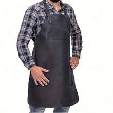 Pure Black Customizable Name LOGO Store Name Work Apron, Industrial Style Faux Leather Halter Apron, Multi-Pocket, Adjustable Buckle Shoulder Straps, Stain-Resistant Wear-Resistant Tool Apron, Suitable For Workshop, Kitchen, Restaurant, Barbershop, Gardening, Handmade DIY - Multicolor - View 5