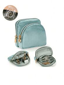 Portable Foldable Jewelry Storage Bag, Large Capacity Multi-Layer Compartments, Earring Ring Necklace Bracelet Stud Brooch Jewelry Organizer Box - Multicolor - View 12