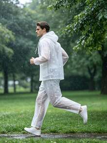 Ethereal Snowflake Polka Dot Transparent Split Raincoat, Lightweight Soft And Breathable, Non-Stuffy, Transparent Texture With Built-In Atmosphere! Suitable For Daily Commute, Short Trips, Grocery Shopping And Walking, Say Goodbye To Heavy And Dull Raincoats, Take Beautiful Photos On Rainy Days, Waterproof And Durable, Unisex! - Unisex - View 10