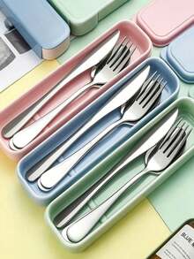 1/4pcs Portable Cutlery Storage Box, Knife Fork Spoon Chopsticks Box, Colorful Extended Storage Box, PP Material Straw, Chopsticks Portable Storage Box, Portable Travel Cutlery Set, Travel Cutlery Set, Large Cutlery Storage Box, Kitchen, Office - Multicolor - View 4