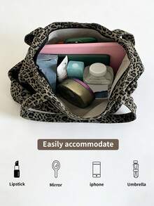 Myco Large Capacity Leopard Print Tote Bag, Suitable For Middle/High School Students, College Students, And Adults For School, Work, Travel And Leisure, - Multicolor - View 8
