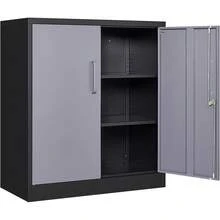 Tall Metal Garage Storage Cabinet With Lockable, 1 Drawer & Adjustable Shelves, 71 Inch Heavy‑Duty Storage Cabinet Garage Warehouse, Black - GrayBlack - View 9