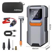 Baterai Kapasitas Besar 4*1500mAh, Jump Starter Darurat Mobil Portabel dengan Pompa Udara - Starter Baterai 12V, Lampu LED, Output USB Pengisian Cepat, Perlindungan Ganda, Termasuk Kabel Jump Starter, Pompa Udara, dan Adaptor Mobil - Wireless - View 10