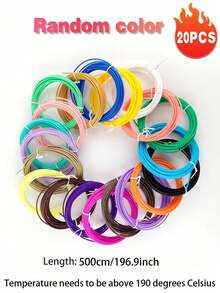 Paket Isi Ulang Filamen Pena 3D, 20 Warna Filamen PLA, 3 Meter/5m Per Roll, Warna Cerah Acak, Isi Ulang Filamen PLA 1,75mm, 10ft Per Warna, Paket Sampel Filamen Pena/Printer 3D, Kompatibel Dengan Pena Cetak 3D Mynt3d/Scrib3d - Aprikot - View 22