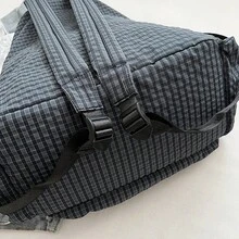 LECEY 1pc Women Plaid Print Flap Drawstring Backpack, Lightweight Multi‑Zipper Pocket Casual Rucksack, Daily Commute Travel School Bag For Teen Girls - Black - View 5