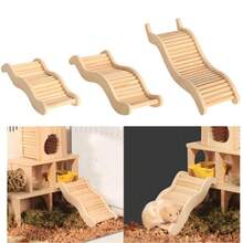 Natural Wood Cage Ladder Fence Set, Includes Chew Toys, Climbing Ladder Bridge, Suitable For Hamsters, Reptiles, Small Animals - Khaki - View 1