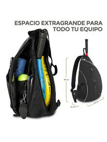 Hikeo Extra Large Padel Sports Backpack For 2 Rackets, Premium Waterproof Bag With Multiple Compartments For , Clothing, Balls, And Accessories - Black - View 9