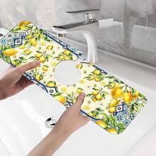 1pc Sink Faucet Absorbent Mat, Lemon Pattern Drainage Pad, Suitable For Kitchen, Bathroom Sink, Countertop, Drainage Mat, Diatomaceous Earth Material, Cuttable, Quick Dry Mat - Multicolor - View 10