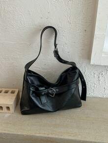 1件極簡復古女款單肩托特包，女款手提包，秋冬新款女款單肩包，最佳秋季手提包，女款休閒手提包 - 黑色 - 查看 8