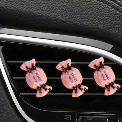 3pcs Realistic Resin Bowtie Candy Car Air Vent Decor, Premium Elegant Minimalist, Suitable For Women's Car Interior Accessories, Ideal Holiday Gift, Fragrance-Free - For Decoration Only