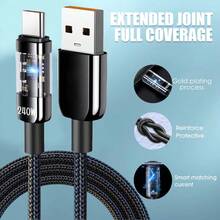 NNBILI 240W QC 3.0 Super Fast Charging USB To Type-C Data Cable, Compatible With Samsung, And Other Brands, LED Phone Charger Data Cable, Phone Accessories (Note: This Product Only Supports Using The Original Charger To Achieve 240W Power.) - Black - View 3