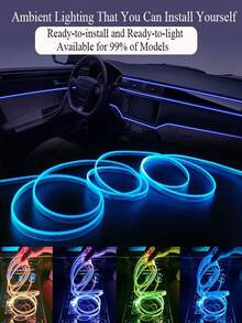 RGB Interior Car Lights USB Plug-In Interior LED Strip With Remote Control Sound Active Function RGB Fiber Optic For Car Interior Light Ambient Lighting - Buttons + Remote Control - View 5
