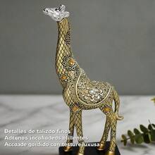 Decorative Resin Giraffe Figurine With Ornamental Details And Black Base, Elegant Sculpture For Living Room Or Bedroom Interior Decor, Dimensions 12.5x5x30.5 Cm - 1PC - View 5