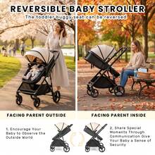 UBRAVOO 2-In-1 Baby Stroller – Foldable, Featuring A Reversible Seat, Canopy, Shopping Basket, And Cup Holder; Lightweight Design. - Khaki - View 2