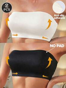 2 buah Bra Bandeau Tanpa Jahitan untuk Wanita, Bra Tanpa Bantalan, Bra Bandeau untuk Wanita - MultiWarna - View 1