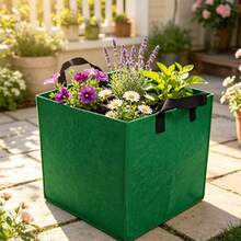 3pcs Large Rectangular Handle Foldable Heavy Duty 7.2 Gallon Gardening Planter Bags --- Lightweight And Durable, Suitable For Indoor And Outdoor Environments, Ideal For Growing Vegetables And Flowers, Traditional Style Design, Made Of Non-Woven Fabric - Green 7 Gallon - View 4