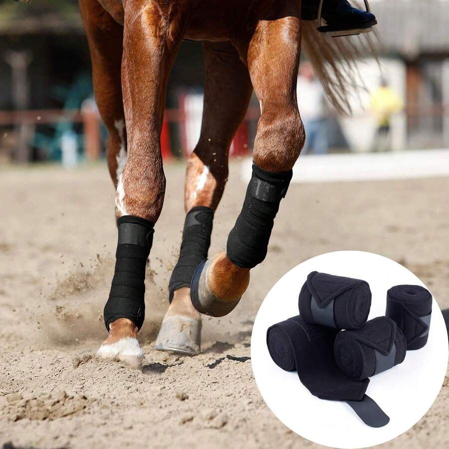 2pcs Polar Fleece Horse Leg Wraps Bandage Boots, Pony Knee & Ankle Pads, Front Leg Protective Wraps Anti-Collision, Pressure Relief, For Equestrian Horse Racing - Multicolor - View 1