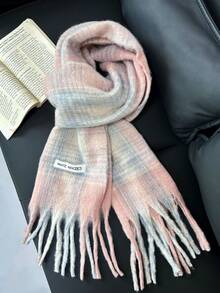1pc Plaid Warm Decorative Tassel Scarf Suitable For Daily Use - Flowing Floral Language - View 1