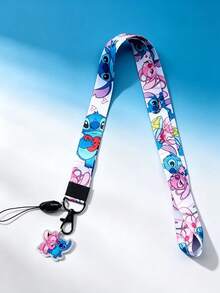 Disney - Random Style - B1pc - A3pcs - Cartoon Pattern Printed Phone Lanyard With Stitch Pendant, Detachable Lobster Clasp Neck Strap, Suitable For Phone, Keys, ID Badge, Bag Charm, Decoration Or Gift - Multicolor - View 5