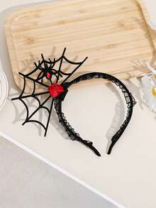 3/1pc Halloween Spider Web Rose Headband, Gothic Sweet Cool Style Women's Cosplay Hair Accessory, Suitable For Halloween Party, Masquerade, Stage Performance, Photo Shoot, Holiday Costume Headpiece - Multicolor - View 4