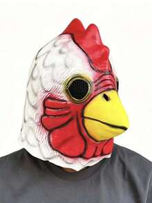 1pc Halloween Game Hotline Miami Chicken Mask, Funny Party Bar KTV Prop Rooster Head Mask - Multicolor - View 1