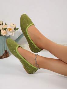 Women's Flat Shoes, Perfect Gift For Girlfriend - Green - View 8