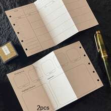 Multi-Purpose A6 Loose-Leaf Planner Inserts, 3-Fold Monthly Schedule Work Study Life Tracker 6-Hole Refill Paper, Notebook Supplies - A - View 1