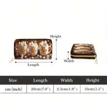 Long Wallet, Featuring Gingerbread Cup And Cloud Berry Candy, Multi-Functional Design With Card Slots And Coin Pocket. This Stylish Double Zipper Handbag Is Perfect As Outdoor Gift For Men And Women. - A - View 2
