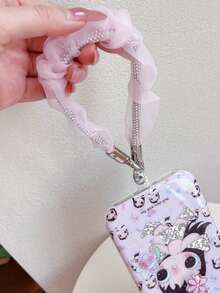Sweet Ruffled Organza Rhinestone Beaded Phone Wrist Lanyard, Elegant Sheer Mesh Lace Anti‑Lost Hand Strap With Metal Clasp, Cute Girls Decorative Phone Chain, Universal Portable Accessory For Phone & Earbud Case, Multiple Pastel Colors Available, Phone Case Not Included - Multicolor - View 8
