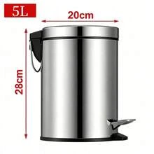 1pc Stainless Steel Pedal‑Operated Trash Can‑Comes With Removable Inner Bucket, Lidded Pedal Garbage Bin, Odor‑Resistant Trash Can, Stable Structure, Suitable For Kitchen, Bathroom, Bedroom And Office - Multiple Specifications - View 12