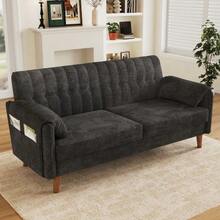 Modern 2-Seater Chenille Sofa With Thick Seat Cushion - Dark Grey - View 1