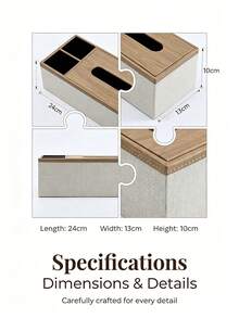 Multifunctional Desktop PU Leather Tissue Box, Striped Texture With Gold Trim, Durable And Easy To Clean, Living Room Dining Room Kitchen Tabletop Decor, Home Decor Enthusiasts, Apartment Living Essentials, Desktop Storage Accessories, Luxury Home Decor - Multicolor - View 10