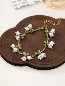 Fresh & Cute Forest Style Ethereal White Lily Of The Valley Pearl Chain Bracelet, High-End Women's Jewelry - Multicolor - View 6