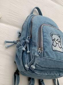 1pc Embroidered Bear Crossbody Chest Bag, Minimalist Casual Backpack - A - View 3