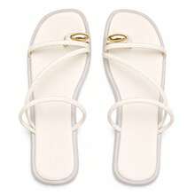 Sandália Rasteirinha Feminina Flatform Meia Lua Luxo Chic Sofisticada Ultra Leve Verão - Branco - Visão 8