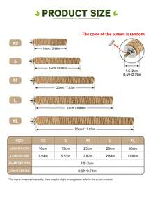 Parrot Natural Hemp Rope Wrapped Solid Wood Perch, Minimalist 5-Size Cage Clip Quick Install, Anti-Slip Grip Resting Foot Care Perch For All Parrot Sizes - View 3