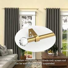 Luxury Decorative Single Curtain Rod Set With Crystal-Clear Faceted Finials, 32-155 In, Standard Single Drapery Rod For 1 Pack, 5/8 In Diameter, Adjustable For Small To Large Windows, Sliding Doors & Patio Curtains, Gold - Crystal Decoration - Gold - View 7
