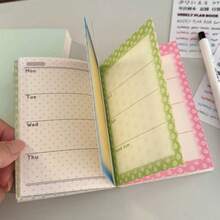 Cute Undated Weekly Planner Notebook, Portable Mini PVC Cover Diary, Kawaii Penguin Ice Cream Pattern, Undated Weekly Planner With Weekly Summary, Pocket Size Schedule Notebook - A - View 2