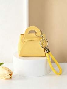 1pc Mini Handbag - Macaron Colors & Solid Colors (Black, Pink, Yellow, Blue, Green, Purple, White, Transparent) - Women's Birthday Party Wedding Gift Bag, With Gold-Tone Hardware, Suitable For Girls, Brides, Baptism - Decorative Party Favors & Christmas Decorations - Multicolor - View 12