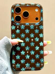 Vintage Fashion Autumn Floral Glacier Pattern Phone Case Compatible With IPhone 18 Pro Max 18 Pro 17 Pro Max 17 Pro 17 16 15 14 Plus 13 12 11 16 15 Minimalist Geometric Floral Aesthetic Glossy Protective Shell - Blue Flowers - View 1