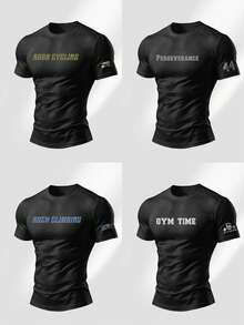 Customizable Men's Quick-Drying T-Shirt, Black Summer T-Shirt, Sportswear,Party, Personalized Gift, Everyday Wear, Streetwear,Autumn,Halloween - Black - View 2