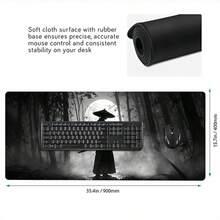 1 Swordsman Large Gaming Mouse Pad, Black Silhouette Extended Desk Mat, Office Desk Accessory Non-Slip Stitched Edge Computer Pad, Rubber Base Laptop Keyboard Pad, Durable Spill-Proof For Home Office Gaming - View 6