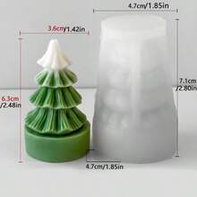 1pc 3D Christmas Tree Shaped Silicone Mold, Handmade Aromatherapy Candle Home Decor, Christmas Holiday DIY Craft Tool - White - View 10
